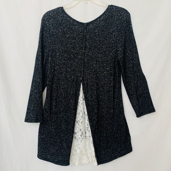 Charming Charlie Tunic Women Small Marbled Black Lace Goth Comfy Feminine Cozy - Picture 2 of 9